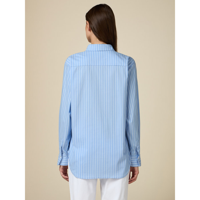 Oltre - Camisa amplia con aplicación - Light - blue