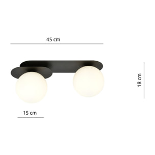Lampada da soffitto PLAZA in acciaio nero e vetro opale