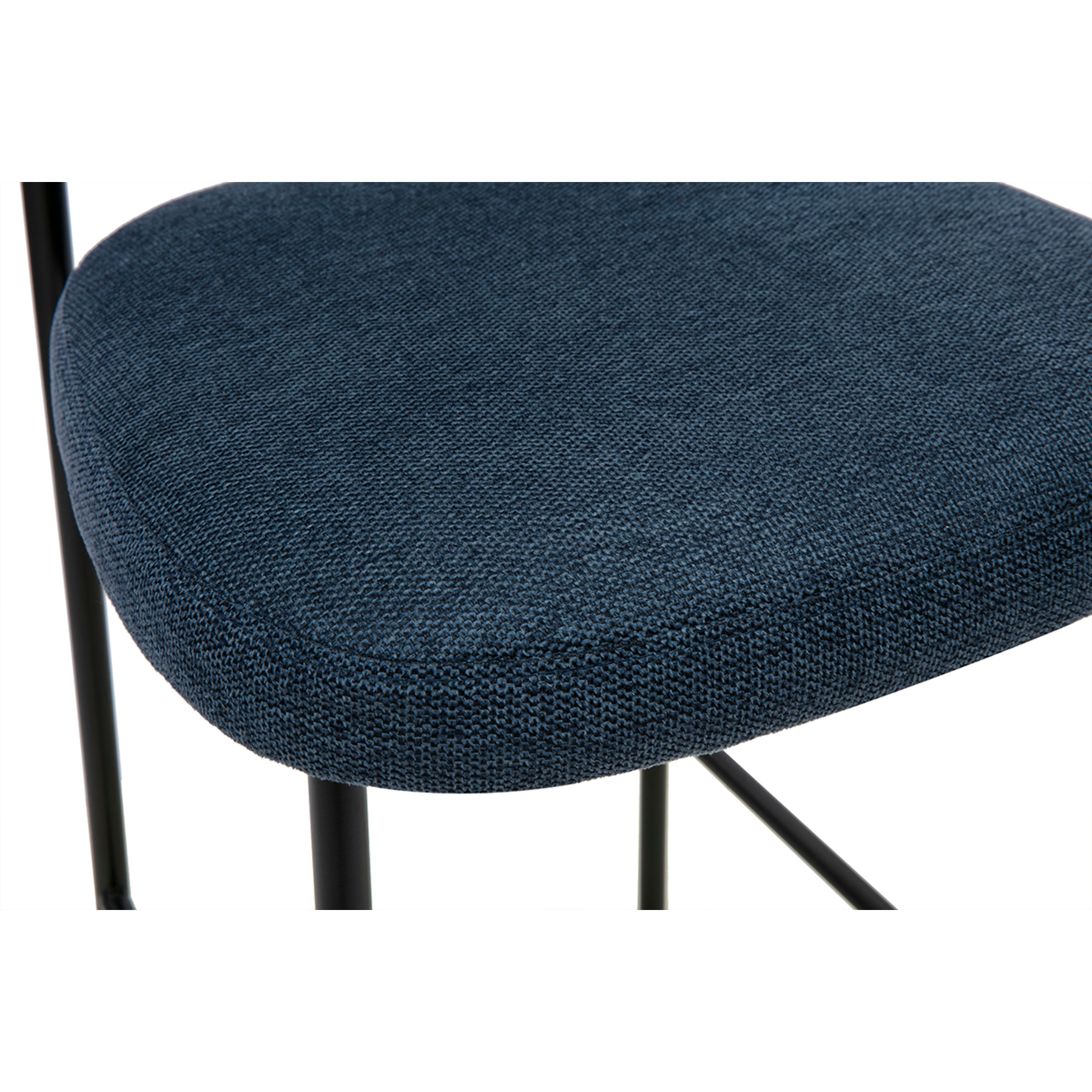 Tabourets de bar fixes en tissu effet velours texturé bleu foncé H65 cm (lot de 2) BREKA