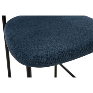 Tabourets de bar fixes en tissu effet velours texturé bleu foncé H65 cm (lot de 2) BREKA
