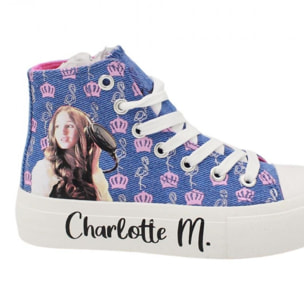 Scarpe Sneakers Alte Charlotte M Denim Lei Easy Shoes Viola