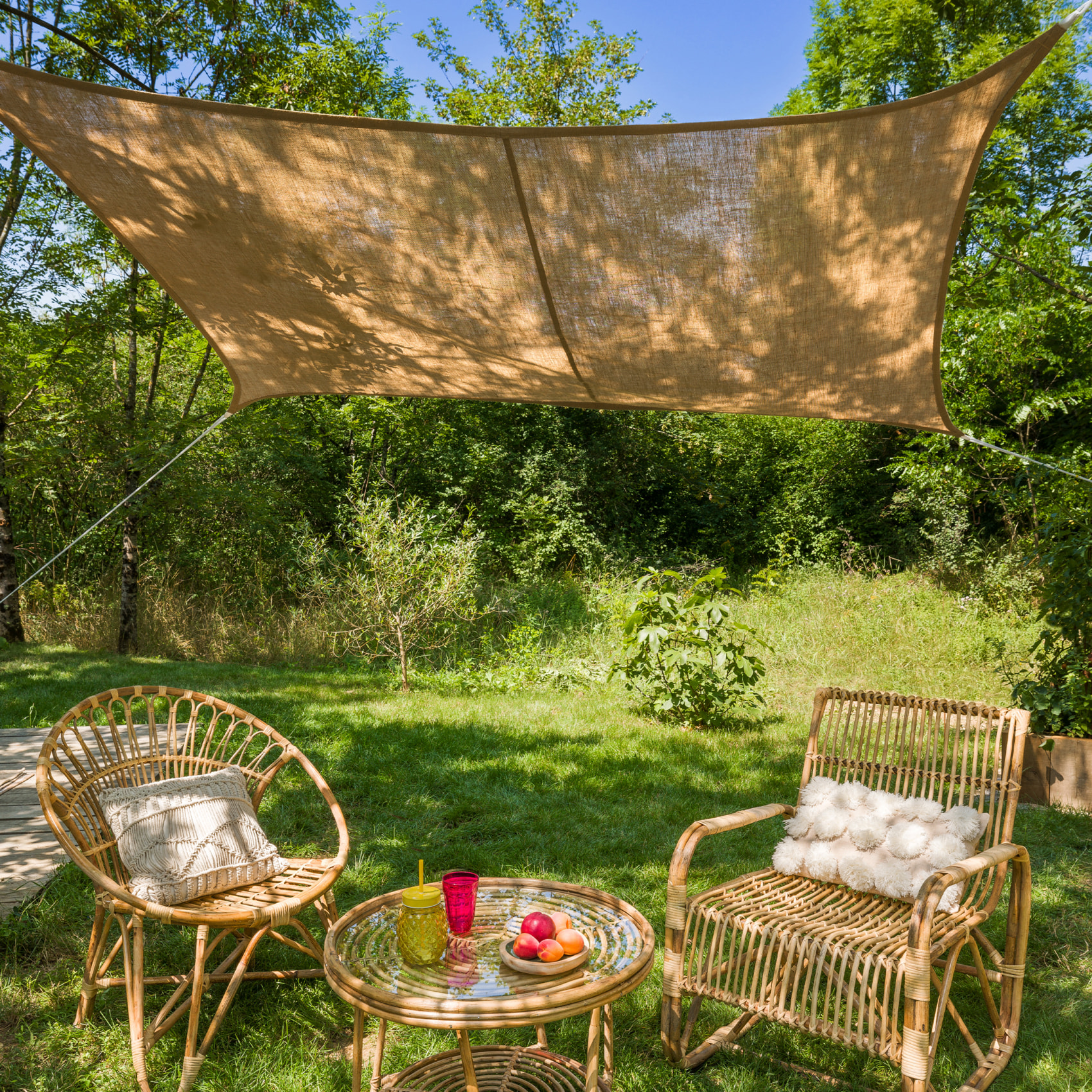 Voile d’ombrage rectangulaire en jute - Naturel