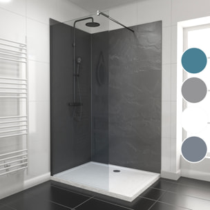 Pack de 2 Panneaux Muraux Pierre Ardoise 90+120x210 cm avec Profilés NOIR MAT - STONE'IT