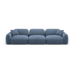 Canapé modulable "Lucien" 4 places en velours blue jeans