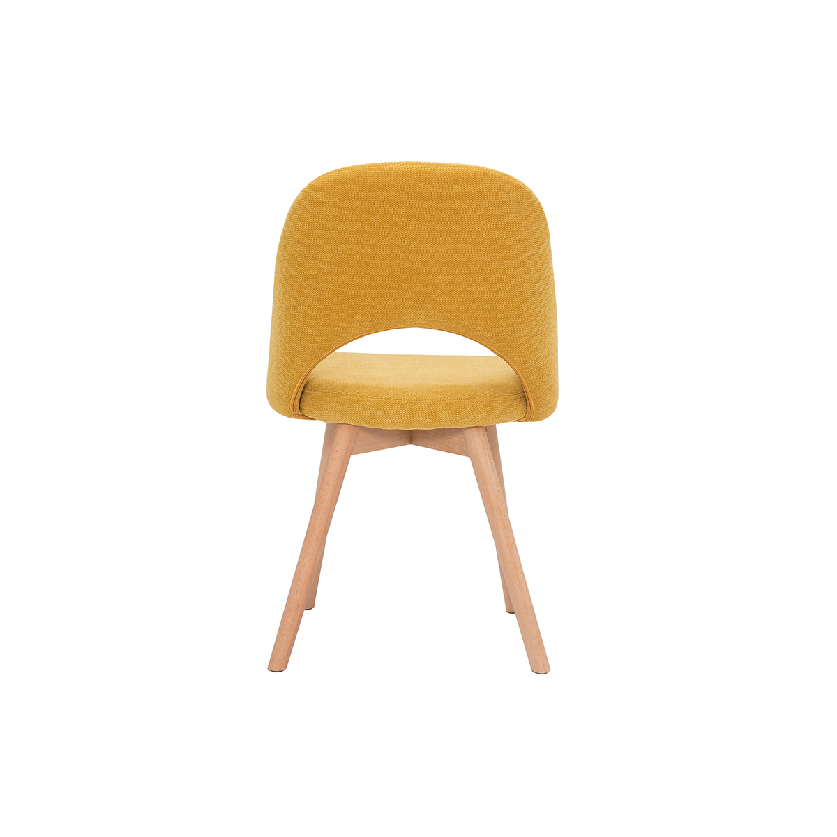 Chaises scandinaves en tissu effet velours texturé jaune moutarde et bois clair (lot de 2) COSETTE