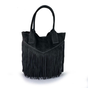 Borse Donna colore Nero-in pelle Made in Italy 36x45x19cm