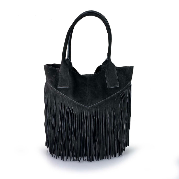 Borse Donna colore Nero-in pelle Made in Italy 36x45x19cm