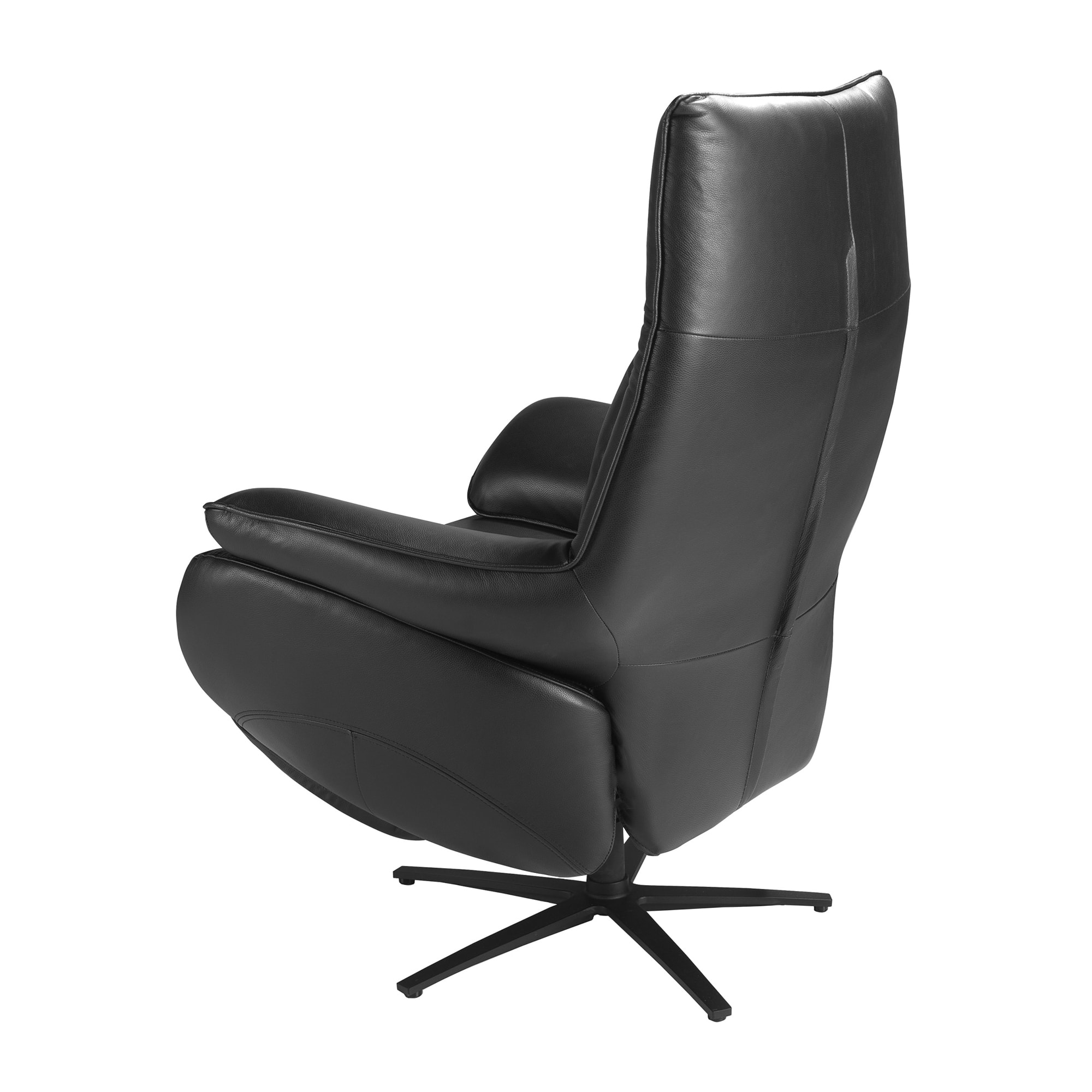 Sillón Angel Cerdá relax giratorio con reposabrazos con asiento y respaldo tapizados en piel de origen vacuno en negro patas de acero inoxidable en epoxi negro 91x80x118cm