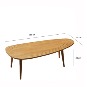 Table basse style teck bois clair NINA