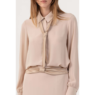 Kocca - Blusa elegante con cravatta Donna, Tinta unita, Girocollo
