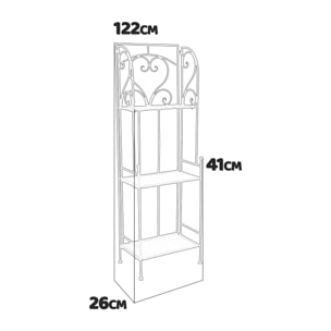 Ruby - scaffale in legno e metallo anticato a 3 ripiani - 41x26x122h cm