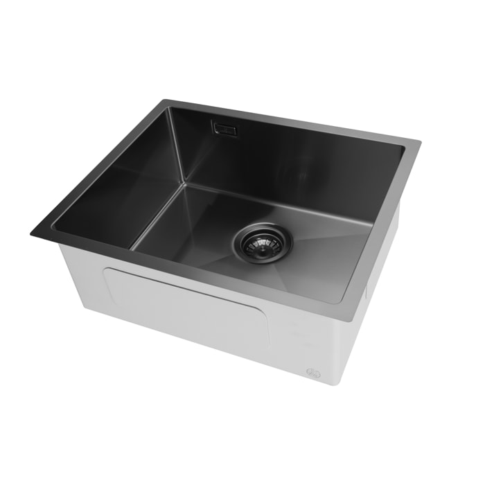 Timeless Évier de cuisine sous plan inox 304, 1 bac, 55x45x21 cm, Gun Metal brossé PVD