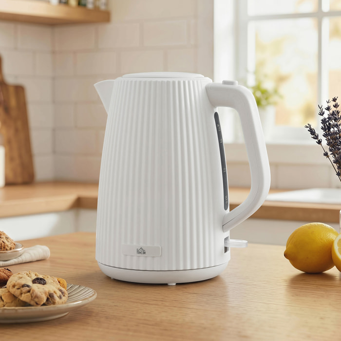 Hervidor de Agua Eléctrico 1,7 L, 2025 W, Calentador de Agua Eléctrico con Apagado Automático, Base Giratoria 360°, Filtro Antical Extraíble, Crema