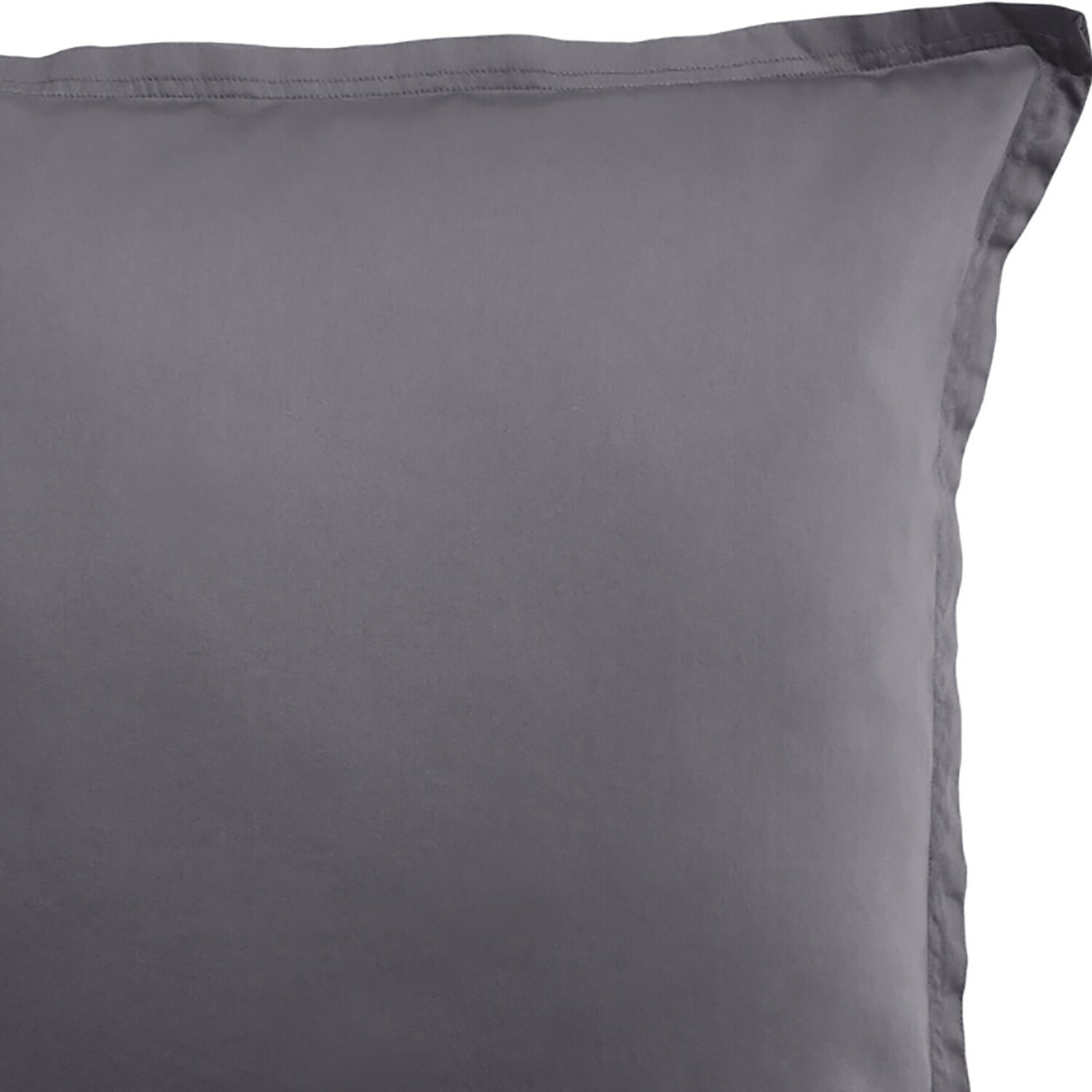 Paire de taies d'oreiller 100% satin de coton lavé 105 fils gris fonce