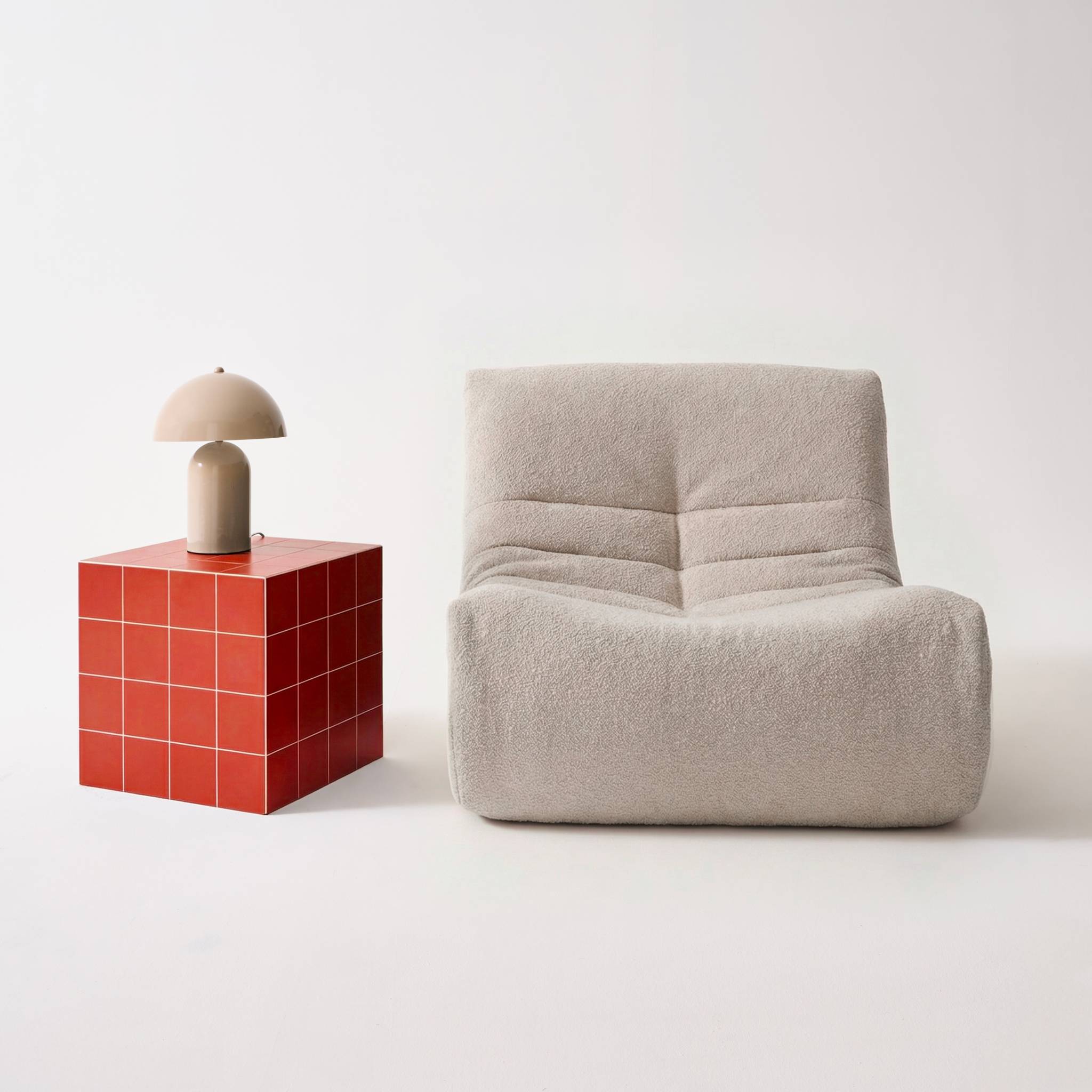 Table basse. table d'appoint cubique imitation carreaux de ciment terracotta 40x40cm - Kubeeek