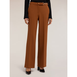 Motivi - Pantalones palazzo con pasador metálico - Marrón