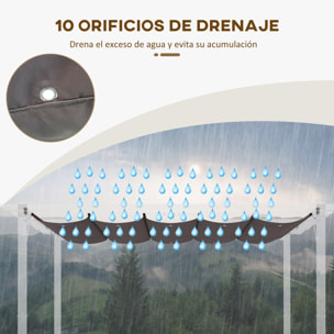 Cubierta para Pá©rgola Retrá¡ctil 2,5x2,55m Toldo con 10 Orificios de Drenaje Cafá©