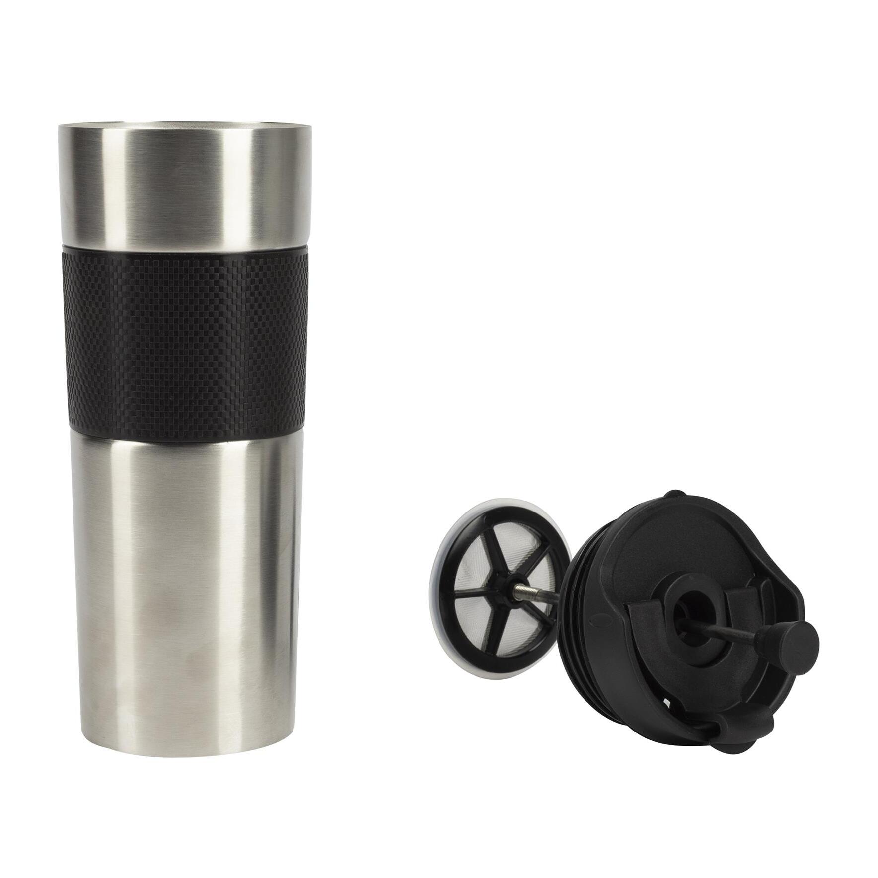 Taza de Viaje 460ml en Acero inoxidable y silicona Negro LOVERS Bergner