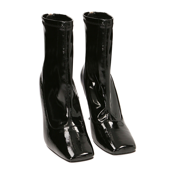 Botines naplack negros, tacón 9,5 cm