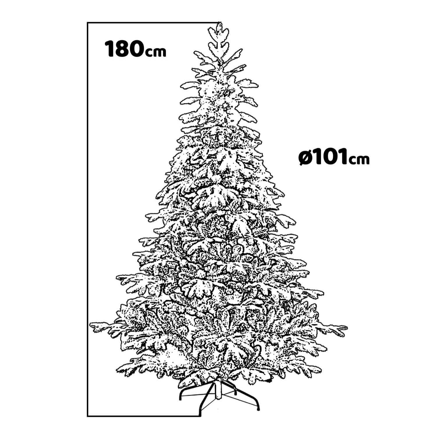 Terminillo - Albero di Natale innevato effetto realistico in PE e PVC ø101x180H, 698 rami