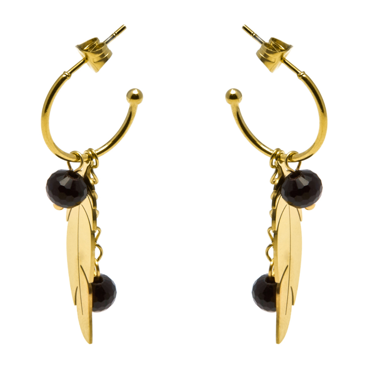 Pendientes de Onix acabados en oro amarillo de 18k