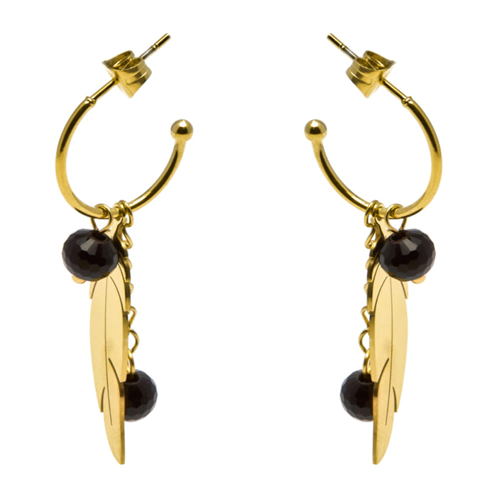 Pendientes de Onix acabados en oro amarillo de 18k