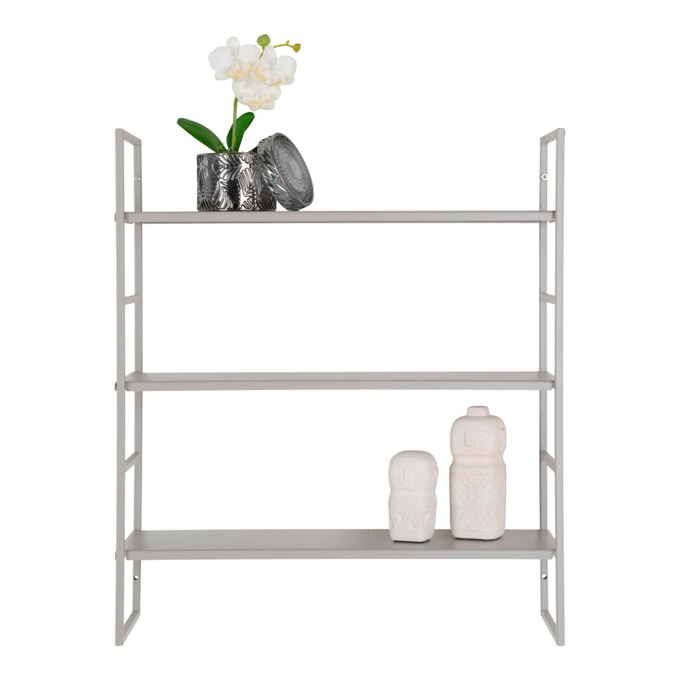 Beja Scaffale a muro in acciaio grigio 3 ripiani 48x17x55 cm