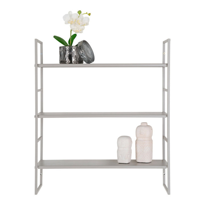 Beja Scaffale a muro in acciaio grigio 3 ripiani 48x17x55 cm