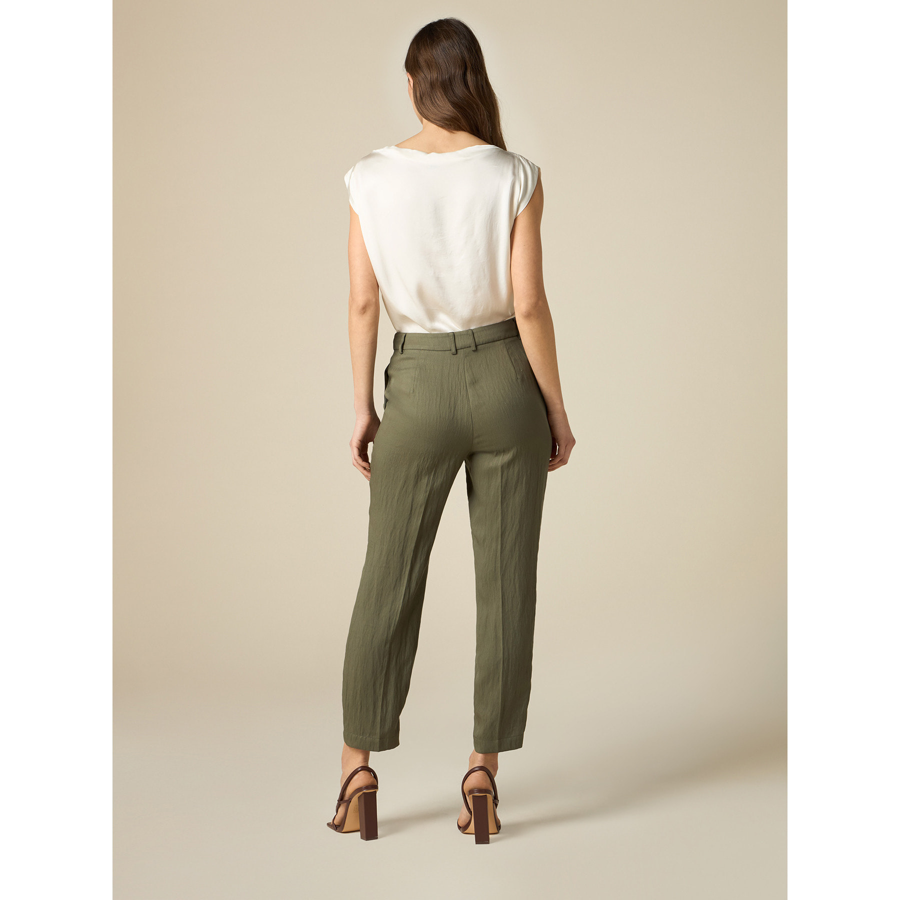 Oltre - Pantalones en mezcla de tencel - Verde