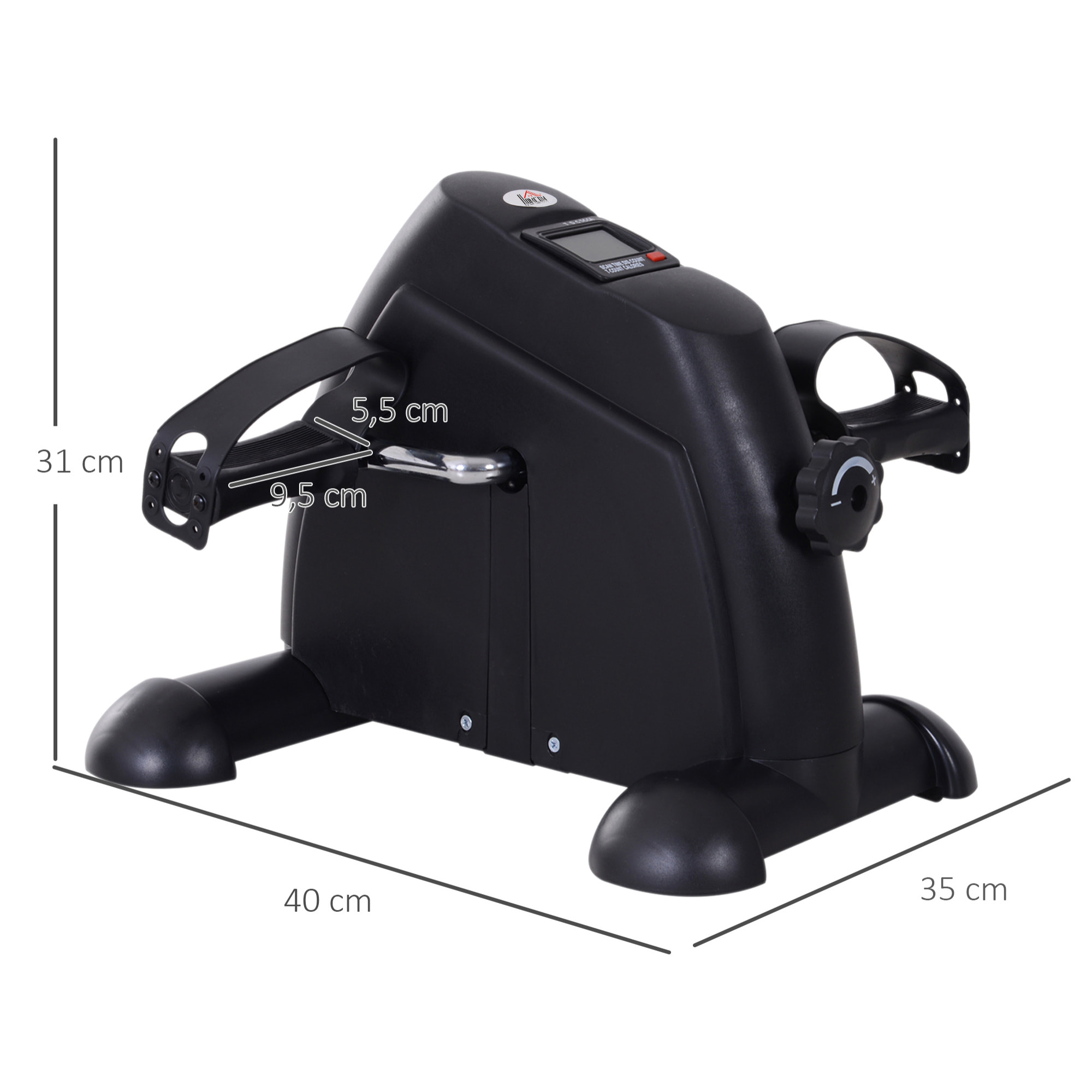 Mini vélo d'appartement pour jambes bras appareil de fitness avec écran LCD dim. 39L x 40l x 31H cm noir