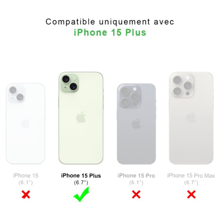 Coque iPhone 15 Plus Antichoc Silicone bords renforcés + 2 Vitres en verre trempé Protection écran