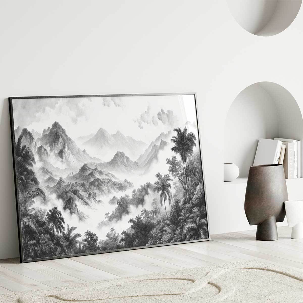 Affiche encadrée paysage tropical Affiche + cadre en métal - Noir