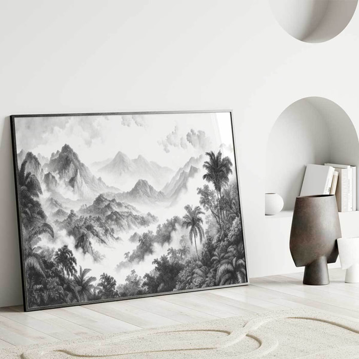 Affiche encadrée paysage tropical Affiche + cadre en métal - Noir