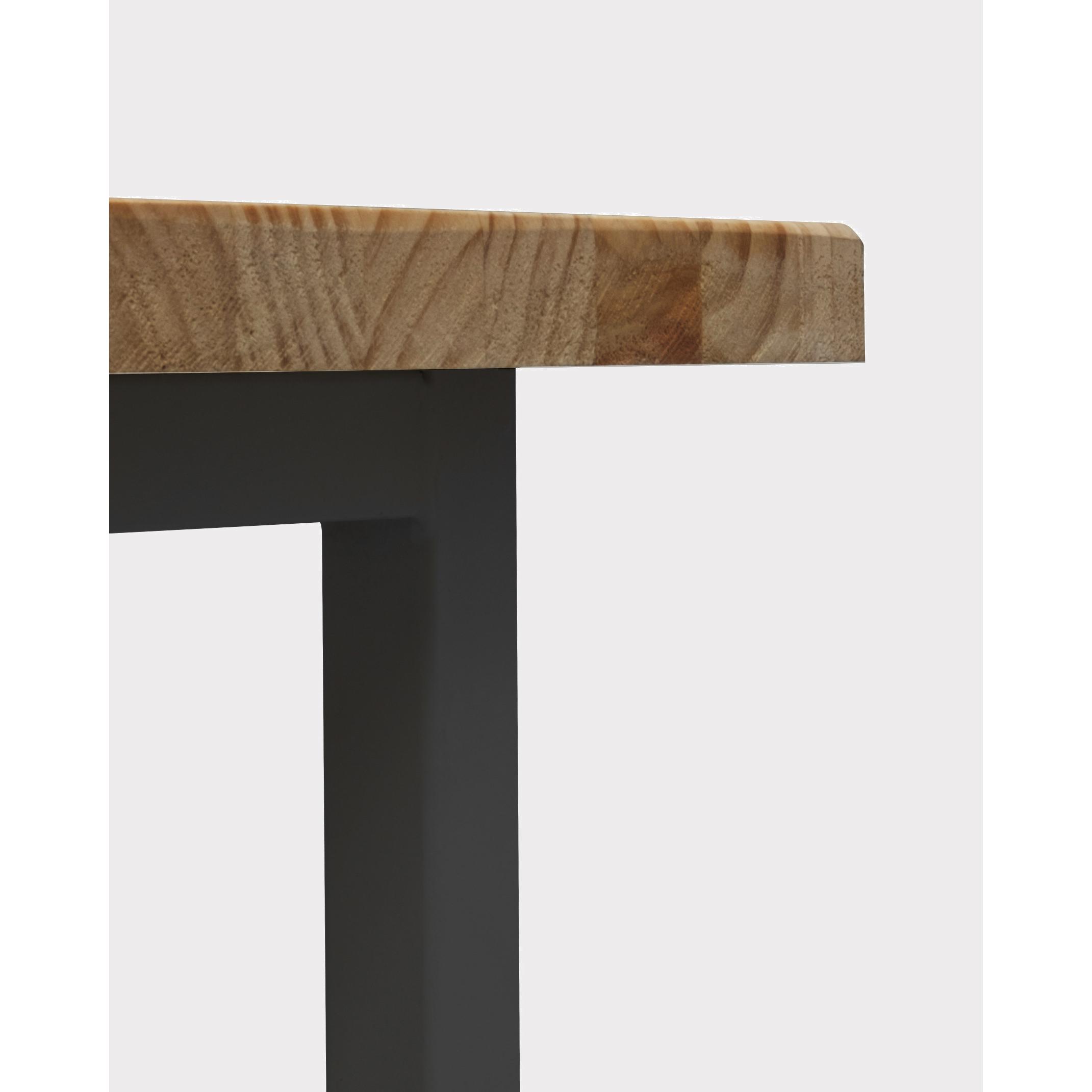 Mesa de centro de madera maciza acabado roble oscuro con patas de hierro negras de 40x100cm Alto: 40 Largo: 100 Ancho: 60