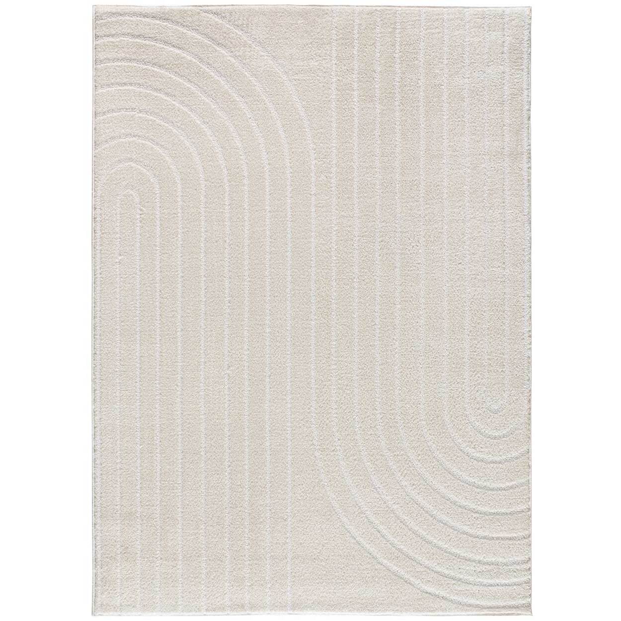 BLANCHE Alfombra geometrica con relieve en blanco, varias medidas disponibles.