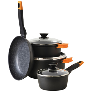 Set de 7pc batería de cocina en alu forjado+ 2 sartenes ø20ø28 inducción + olla a presión 9l acero inox san ignacio