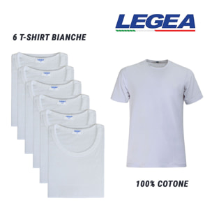 6 T-Shirt Uomo LEGEA Art. 830 Girocollo Bianco