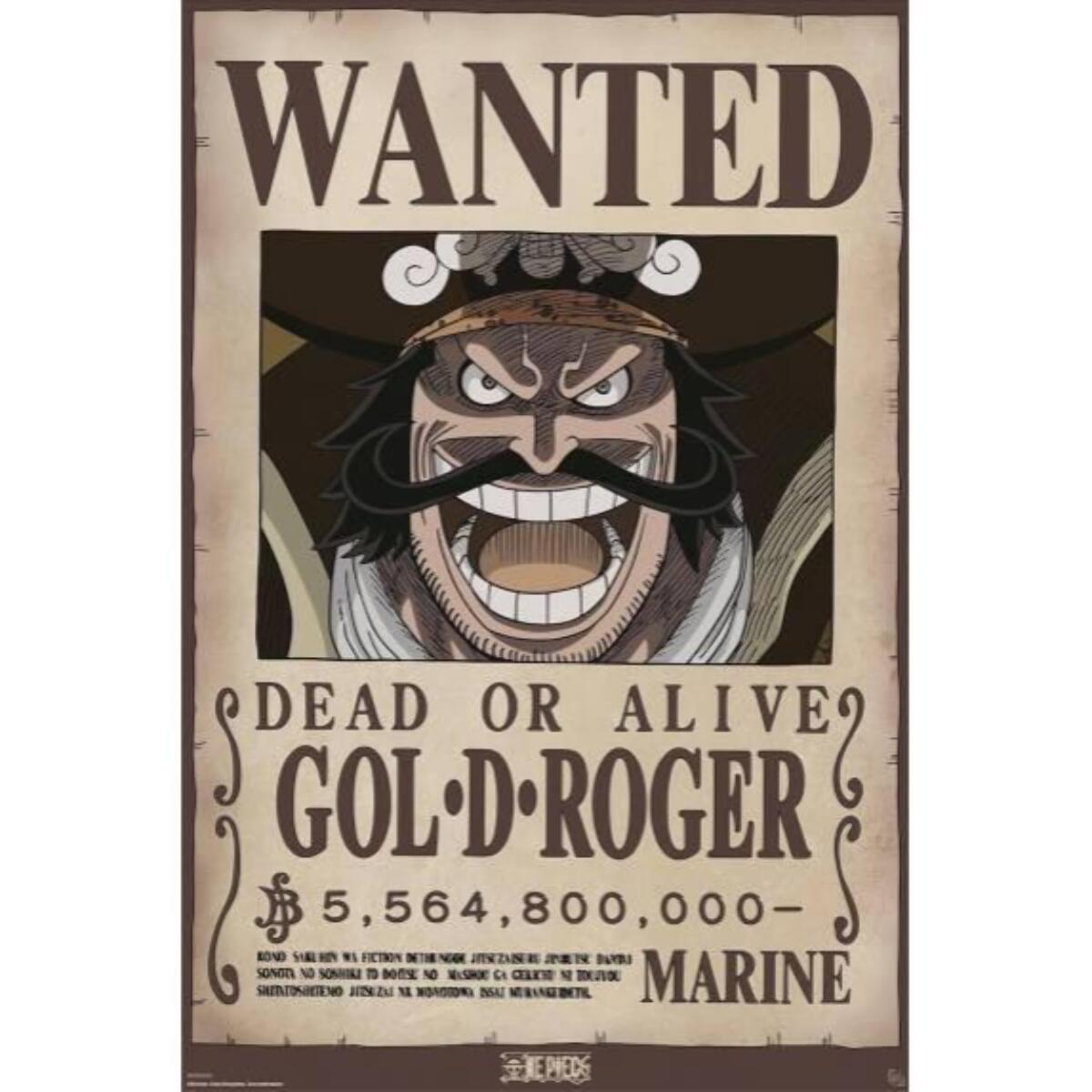 One Piece Poster Maxi Ricercato Wanted Gol. D. Roger 91.5 x 61 cm Gbeye