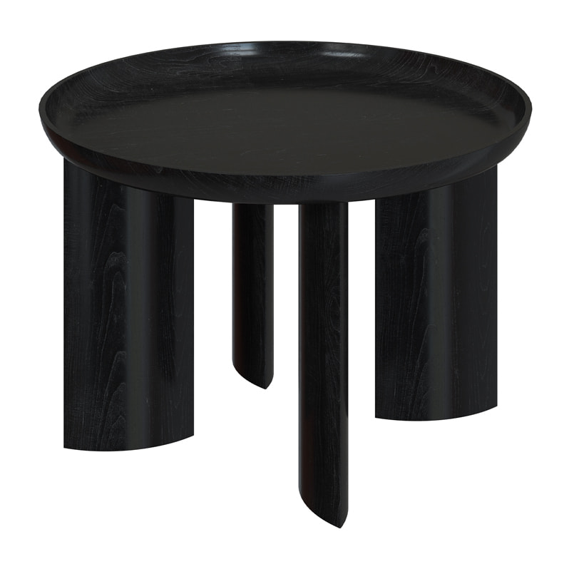 Table basse ronde noire en bois de manguier D60 cm - Blake