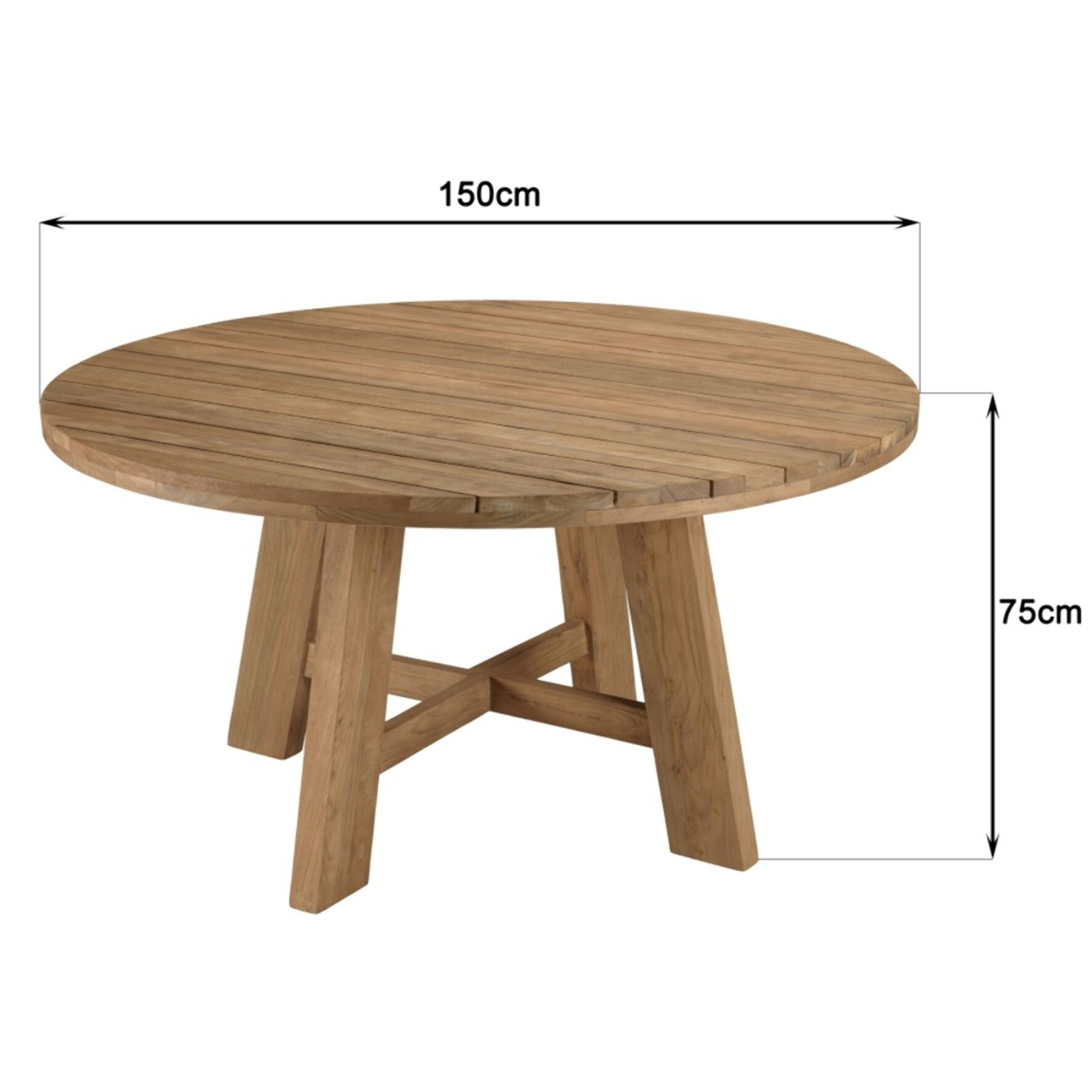 KALLY - Table à manger de jardin ronde 150x150cm teck recyclé