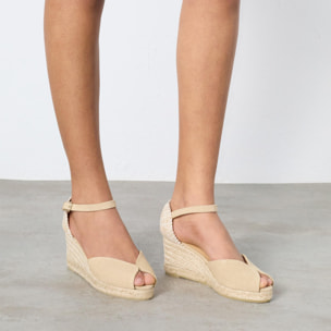 Alpargatas de mujer Bianca en algodón acabado lavado, cierre mediante lazada