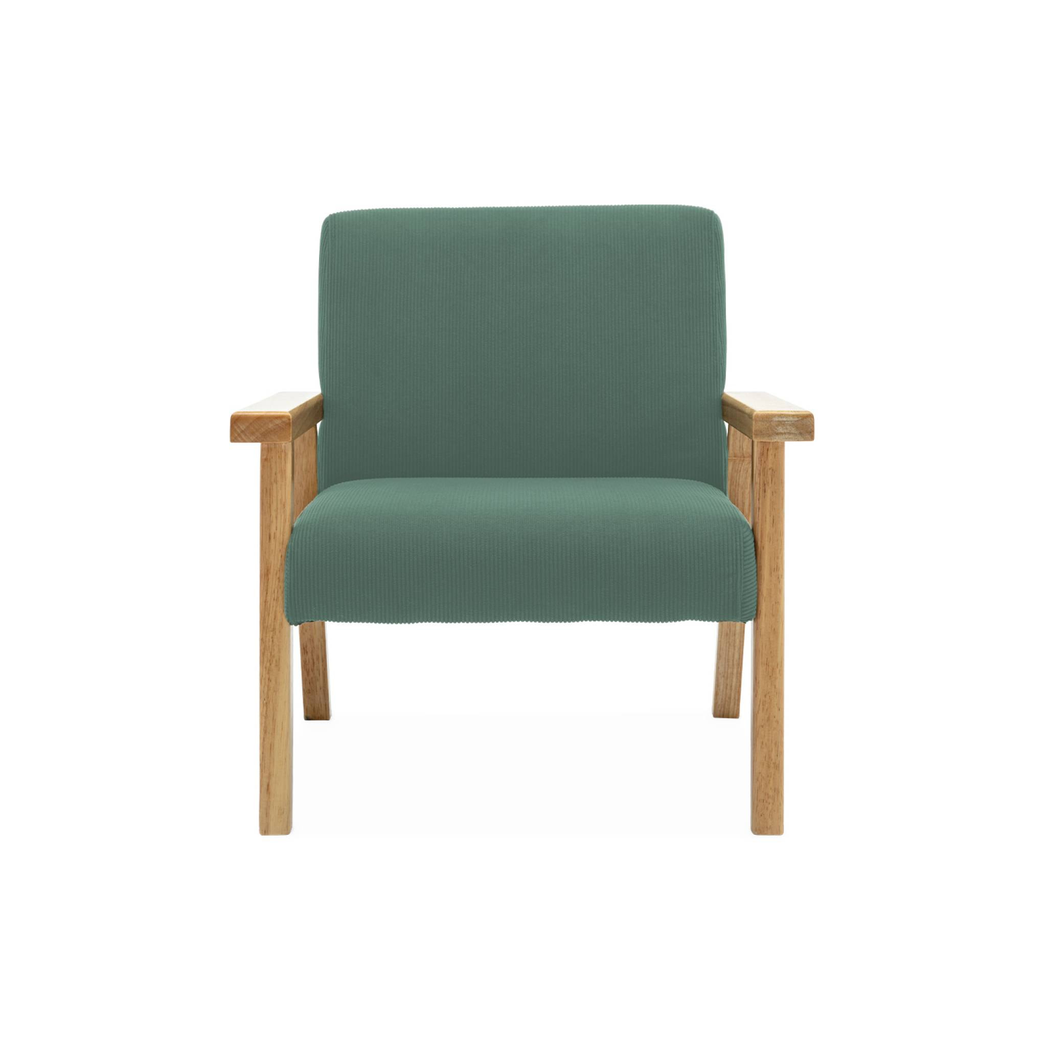 Fauteuil enfant en bois et velours côtelé kaki. ISAK L 47 x P 43.5 x H 50cm