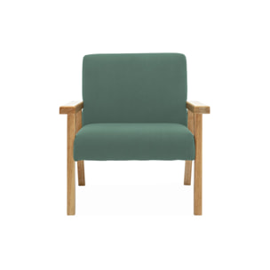 Fauteuil enfant en bois et velours côtelé kaki. ISAK L 47 x P 43.5 x H 50cm