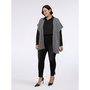 Fiorella Rubino - Mixi gilet in maglia fine maniche kimono - Grigio