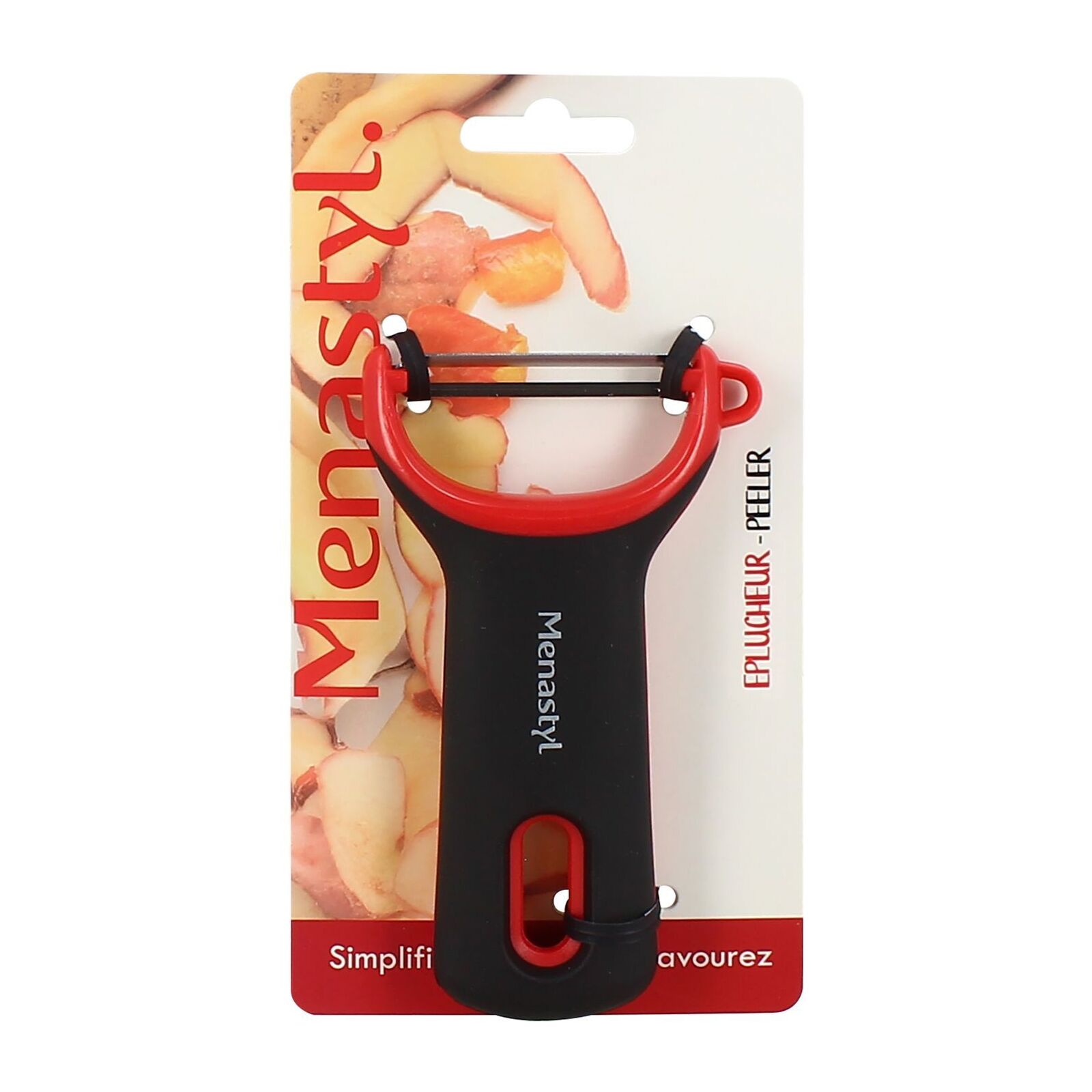 Eplucheur en acier inoxydable avec manche en plastique