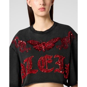 PHILIPP PLEIN Cropped T-Shirt Butterfly Tattoo