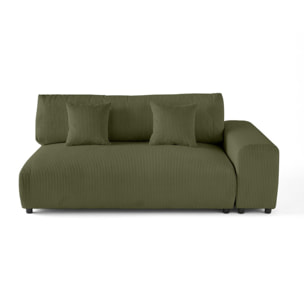 Garance - module d'assise 3 places avec accoudoir droit - en velours côtelé - Vert