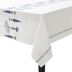 Nappe unie en lin brodé, MIDI , Blanc