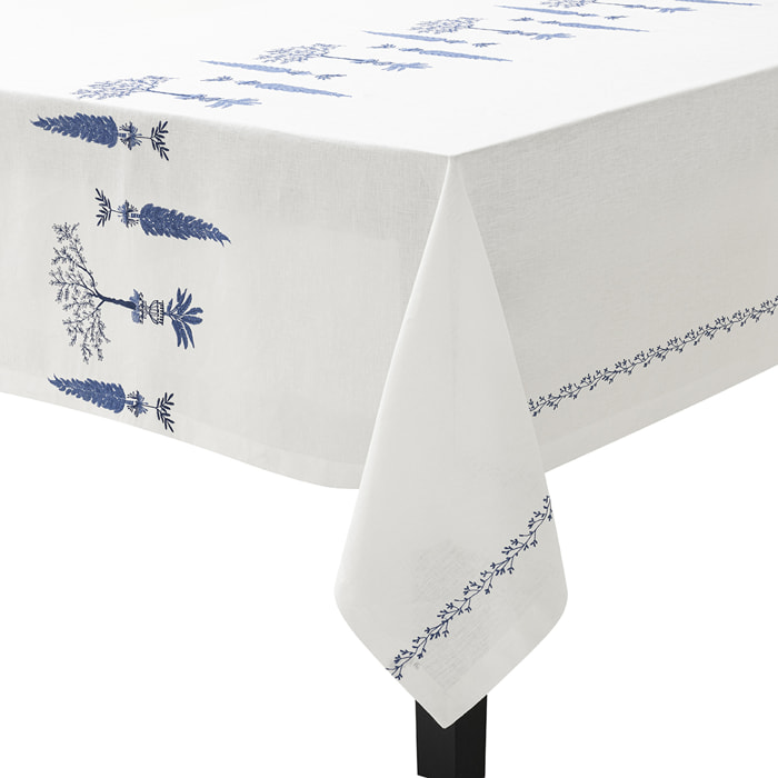 Nappe unie en lin brodé, MIDI , Blanc