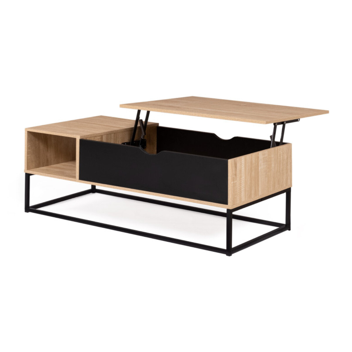 Table basse Memphis relevable bois et noir